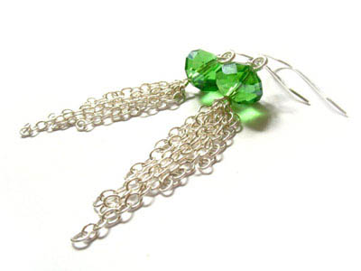 Glass and Chain Earrings