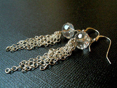 Glass and Chain Earrings