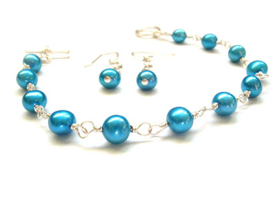 Teal Pearl Bracelet Set
