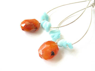 Amazonite and Carnelian Earrings