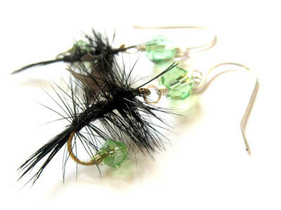 Green and Black Fishing Lure Earrings