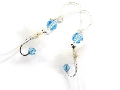 Light Blue and White Fishing Lure Earrings