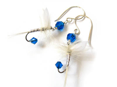 Blue and White Fishing Lure Earrings