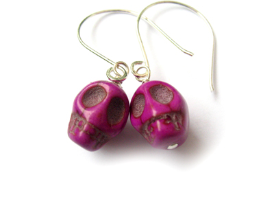 Howlite Skull Earrings