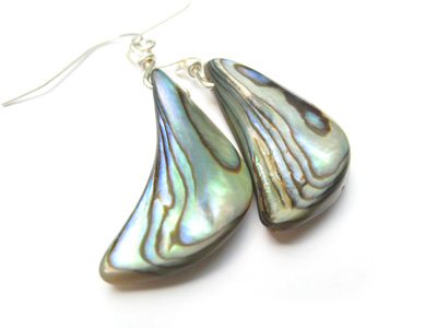 Abalone Crescent Moon Earrings