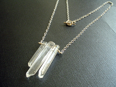 Sterling Silver Quartz Point Necklace